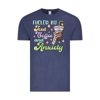 Vintage Denim fueled by iced coffee and anxiety Vintage Tee - MaliasSmallBusiness