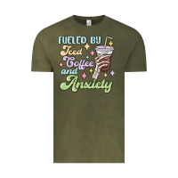 Vintage Olive fueled by iced coffee and anxiety Vintage Tee - MaliasSmallBusiness