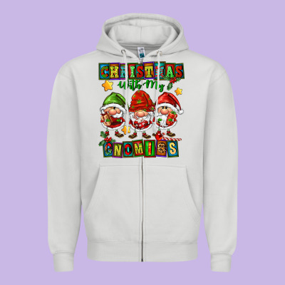 Christmas With My Gnomies Zipper Hoodie Designed By Fadigitalartstudio