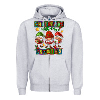 Heather Grey christmas with my gnomies Zipper Hoodie - FaDigitalArtStudio