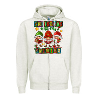 Oatmeal Heather christmas with my gnomies Zipper Hoodie - FaDigitalArtStudio