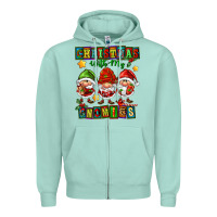 Seafoam christmas with my gnomies Zipper Hoodie - FaDigitalArtStudio