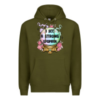 Army Green i see a strong woman Premium Hoodie - MaliasSmallBusiness