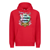 Red i see a strong woman Premium Hoodie - MaliasSmallBusiness