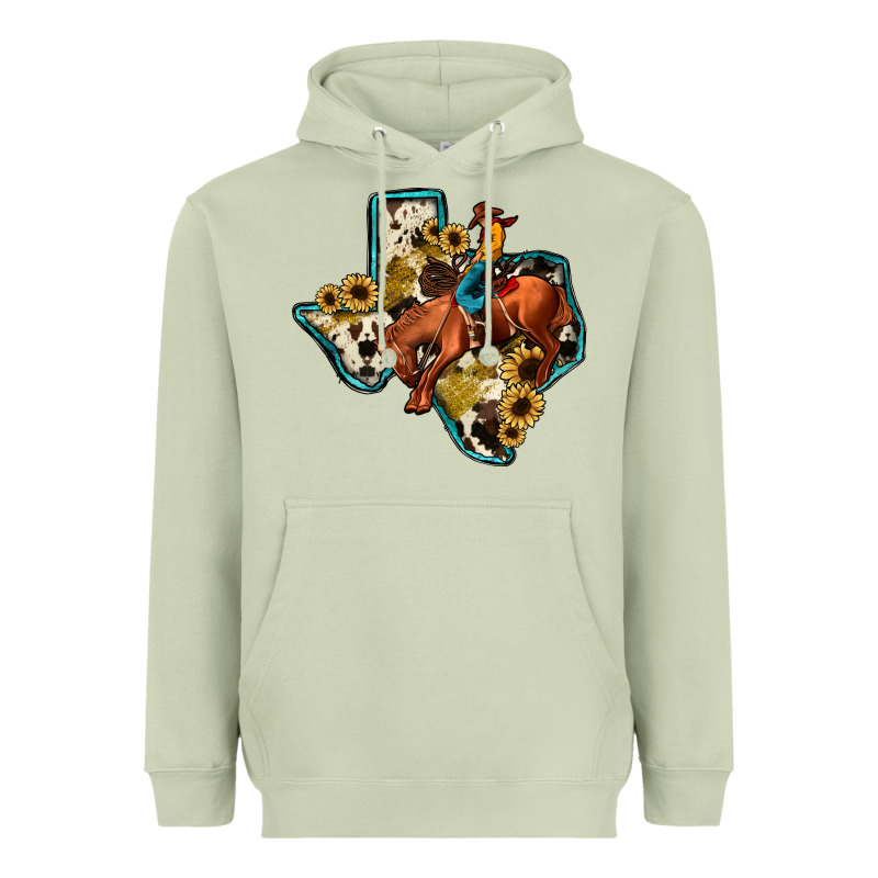 Rodeo Sunflower Texas Map Heavyweight Hoodie by JahusDesignShop | Teevron