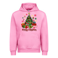 Fuchsia Pink merry christmas tree with gift box Urban Hoodie - MaliasSmallBusiness
