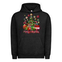 Pigment Black merry christmas tree with gift box Urban Hoodie - MaliasSmallBusiness