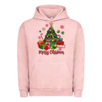 Pigment Salmon merry christmas tree with gift box Urban Hoodie - MaliasSmallBusiness