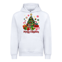 White merry christmas tree with gift box Urban Hoodie - MaliasSmallBusiness
