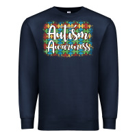 Navy autism awareness puzzle background Premium Sweatshirt - Artiststas
