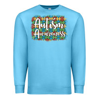 Ocean Blue autism awareness puzzle background Premium Sweatshirt - Artiststas