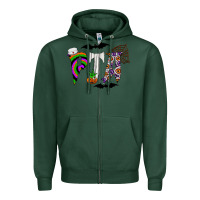 Sports Green pta Zipper Hoodie - CowhideDigitalArt