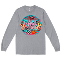Heather Grey race girl Long Sleeve Tee - AdoDesignShop