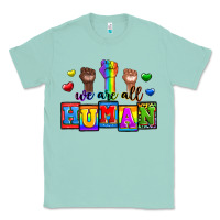 Seafoam we are all human Classic Tee - Zillion Design Studio