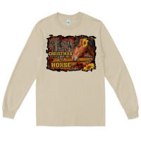 Mushroom all i want for christmas is a horse brown horse Long Sleeve Tee - RanaPortraitStore