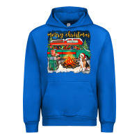 Cobalt Merry Christmas with camper van Urban Hoodie - NancyCooperArtShop