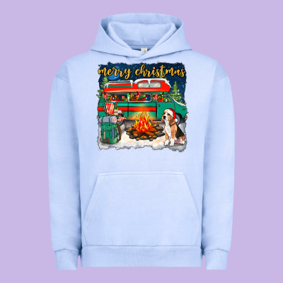 Merry Christmas With Camper Van Urban Hoodie Designed By Nancycooperartshop