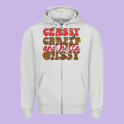 Classy Crafty And Hella Sassy Zipper Hoodie Designed By Hra Design Shop