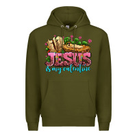 Army Green jesus is my valentine Premium Hoodie - AdoDesignShop