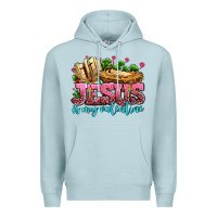 Blue Mist jesus is my valentine Premium Hoodie - AdoDesignShop