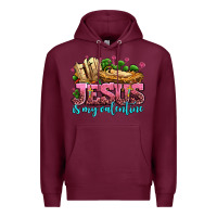 Burgundy jesus is my valentine Premium Hoodie - AdoDesignShop