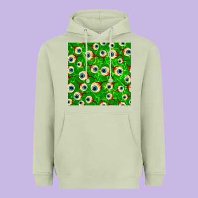 Halloween Eye Balls Seamless Pattern Heavyweight Hoodie Designed By Bundleandbundleshop