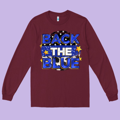 Back The Blue Long Sleeve Tee Designed By Zillion Design Studio