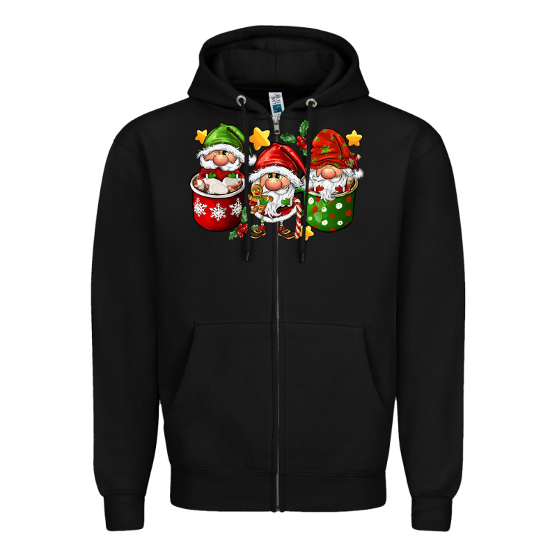 Coffee Cup Santa Gnomies Zipper Hoodie by FaDigitalArtStudio | Teevron