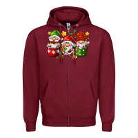 Burgundy coffee cup santa gnomies Zipper Hoodie - FaDigitalArtStudio