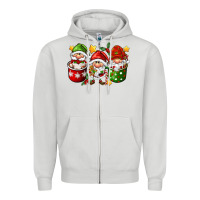 Dove Grey coffee cup santa gnomies Zipper Hoodie - FaDigitalArtStudio