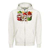 Oatmeal Heather coffee cup santa gnomies Zipper Hoodie - FaDigitalArtStudio