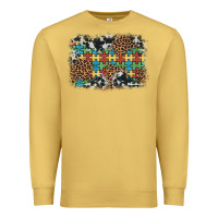Antique Gold autism awareness leopard cowhide background Premium Sweatshirt - Artiststas