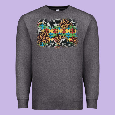 Autism Awareness Leopard Cowhide Background Premium Sweatshirt Designed By Artiststas
