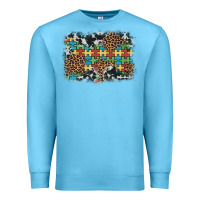Ocean Blue autism awareness leopard cowhide background Premium Sweatshirt - Artiststas