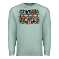 Seafoam autism awareness leopard cowhide background Premium Sweatshirt - Artiststas