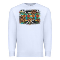 White autism awareness leopard cowhide background Premium Sweatshirt - Artiststas