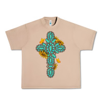 Burro gemstone cross with sunflowers and butterflies Urban Heavy Tee - texasbilliewilder