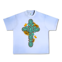 Grape Ice gemstone cross with sunflowers and butterflies Urban Heavy Tee - texasbilliewilder