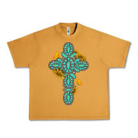 Peanut Butter gemstone cross with sunflowers and butterflies Urban Heavy Tee - texasbilliewilder