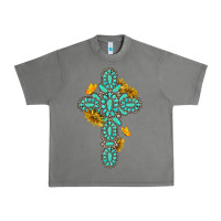 Tornado gemstone cross with sunflowers and butterflies Urban Heavy Tee - texasbilliewilder