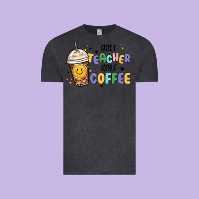 Vintage Tee half teacher half coffee