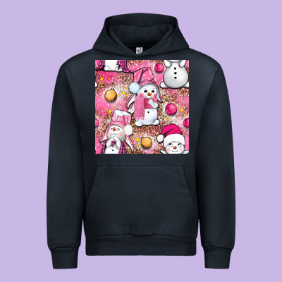 Pink Christmas Cute Snowman Urban Hoodie Designed By Nancycooperartshop