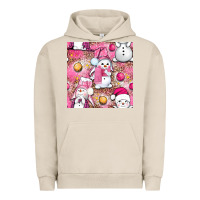 Pigment French Oak Pink Christmas cute snowman Urban Hoodie - NancyCooperArtShop