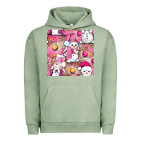 Pigment Oil Green Pink Christmas cute snowman Urban Hoodie - NancyCooperArtShop
