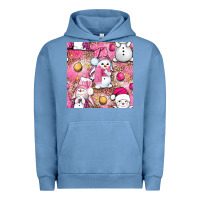 Pigment Pebble Blue Pink Christmas cute snowman Urban Hoodie - NancyCooperArtShop