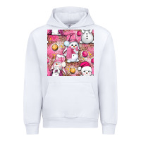 White Pink Christmas cute snowman Urban Hoodie - NancyCooperArtShop