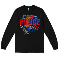 Black police wife with lightning bolt Long Sleeve Tee - Zillion Design Studio