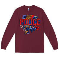 Burgundy police wife with lightning bolt Long Sleeve Tee - Zillion Design Studio