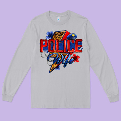 Police Wife With Lightning Bolt Long Sleeve Tee Designed By Zillion Design Studio