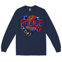 Navy police wife with lightning bolt Long Sleeve Tee - Zillion Design Studio